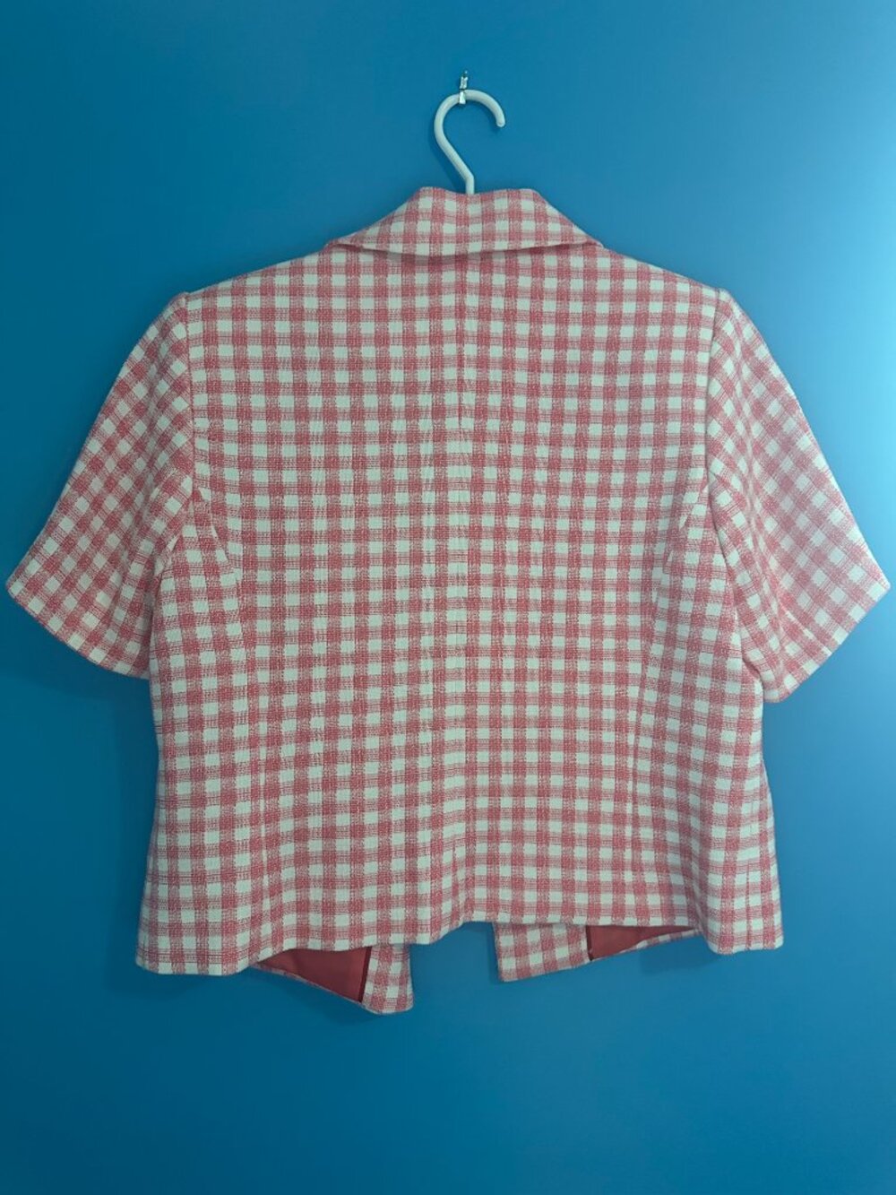 Tommy Hilfiger Pink and White Gingham Short Sleeve Blazer - Picture 2 of 4